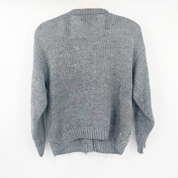 One Step Up Vintage 90s Boho Fringe Floral Hand Knitted‎ Cardigan Sweater Size M - Picture 6 of 6